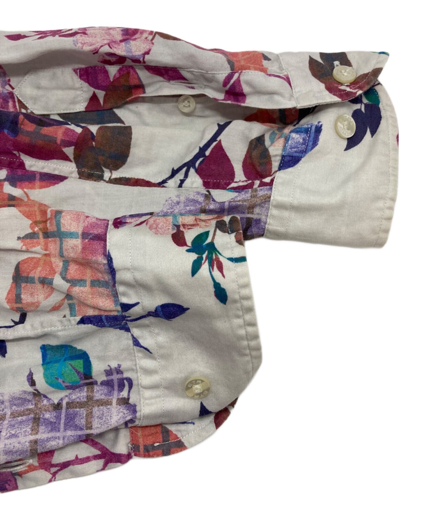 中古・古着通販】ETRO (エトロ) 花柄シャツ ホワイト×ピンク サイズ:XL
