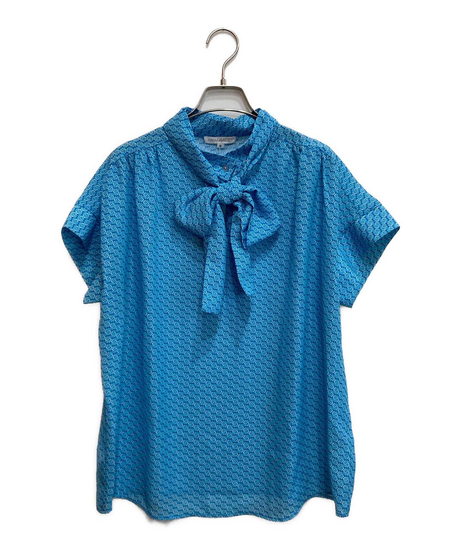 ナラカミーチェ　ボウタイ　半袖　ブラウス　サイズⅢ 中古・古着通販】NARA CAMICIE (ナラカミーチェ) 幾何柄ジョーゼット