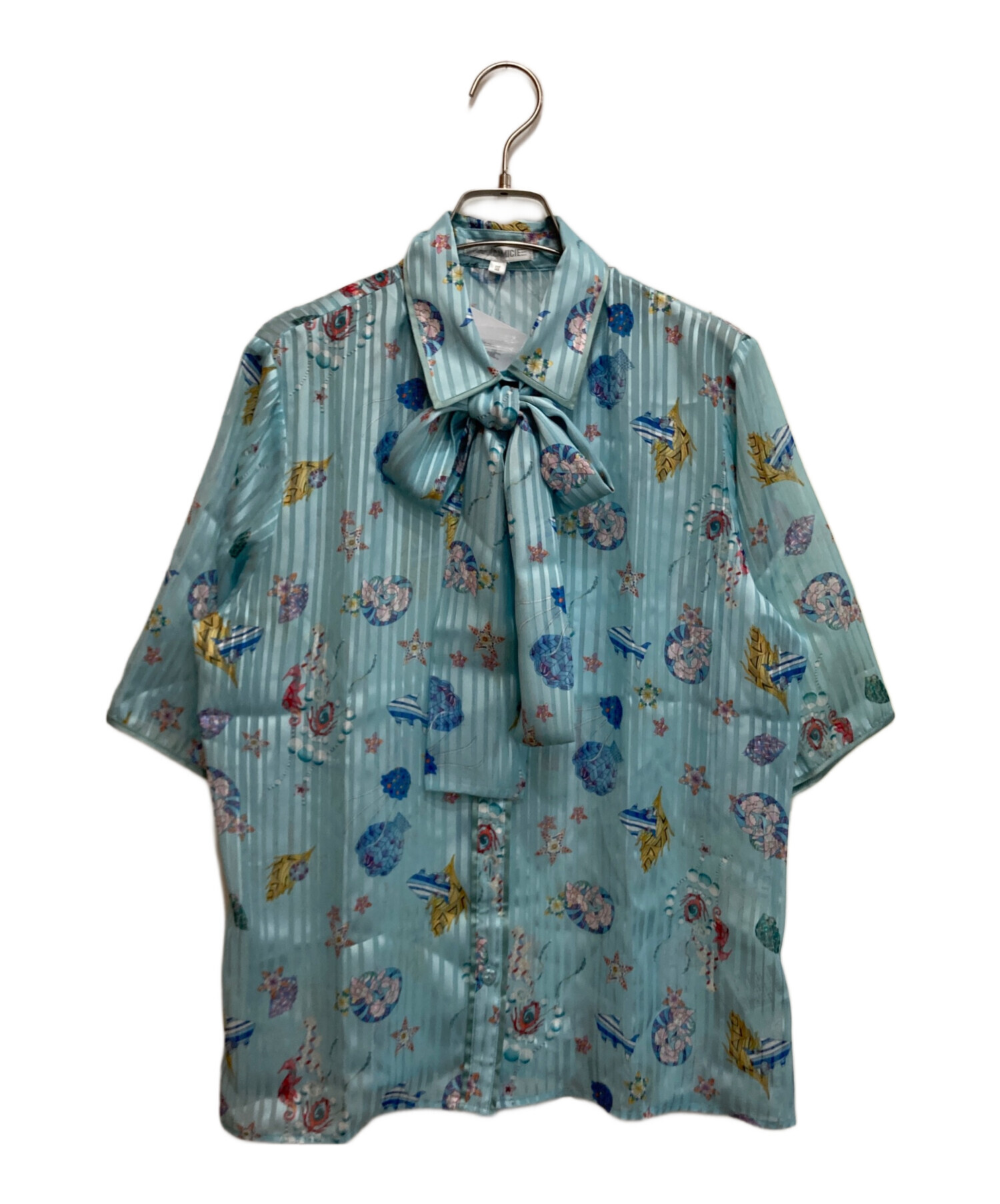ナラカミーチェ　ボウタイ　半袖　ブラウス　サイズⅢ 中古・古着通販】NARA CAMICIE (ナラカミーチェ) GENIUS SEA柄ボウタイ