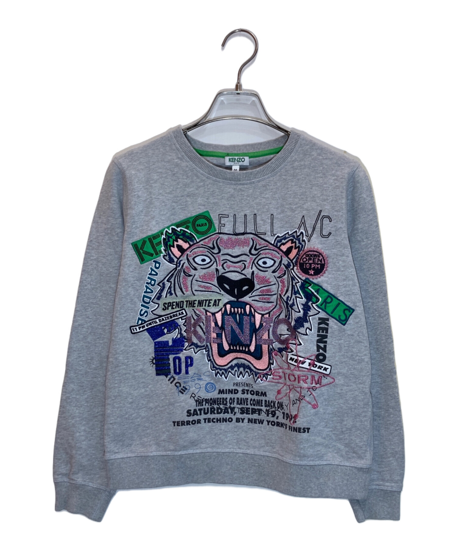 Kenzo Paris ケンゾー グレー トレーナー スウェット Lサイズ 中古・古着通販】KENZO (ケンゾー) ロゴグラフィック刺繍スウェット