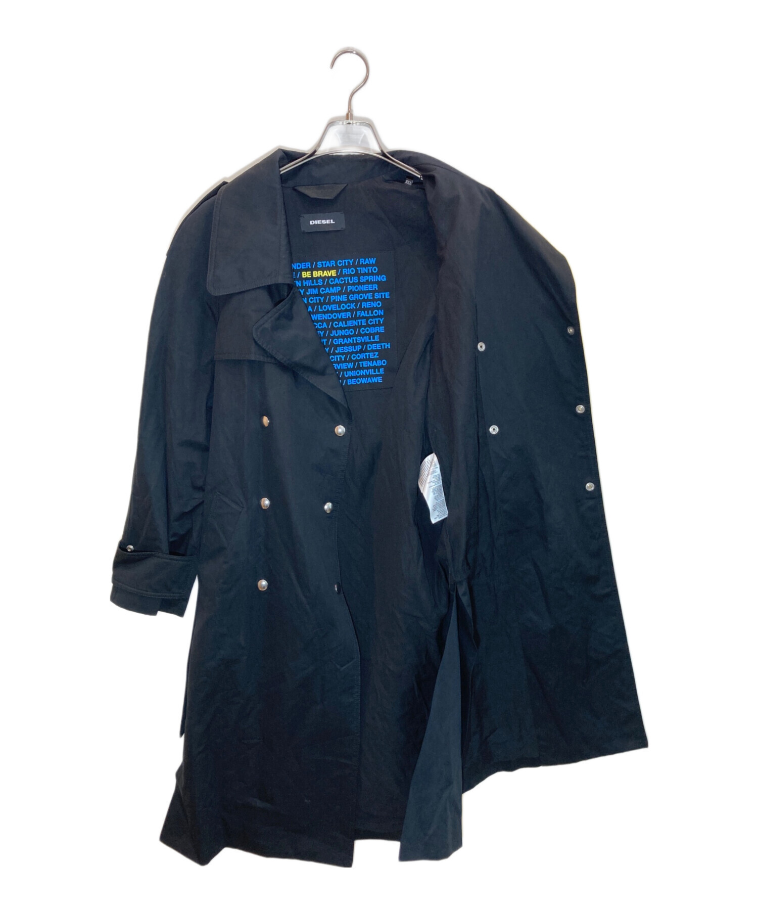中古・古着通販】DIESEL (ディーゼル) トレンチコート ブラック サイズ