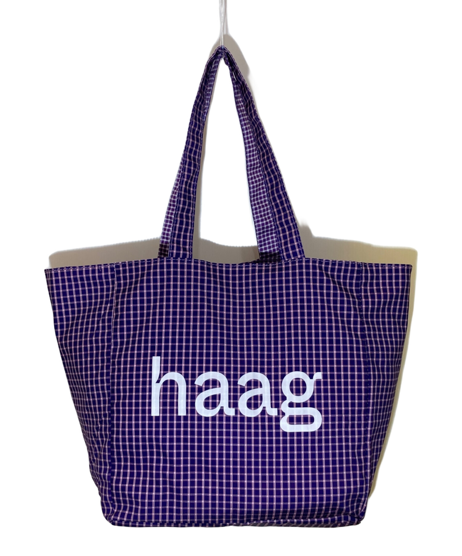 中古・古着通販】haag (ハーグ) グレープチェックロゴトートバッグ