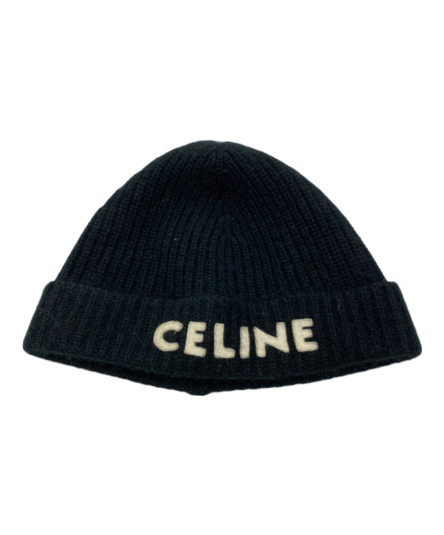CELINE セリーヌ ニット帽 エンブロイダリー ブラック 黒 売り切り