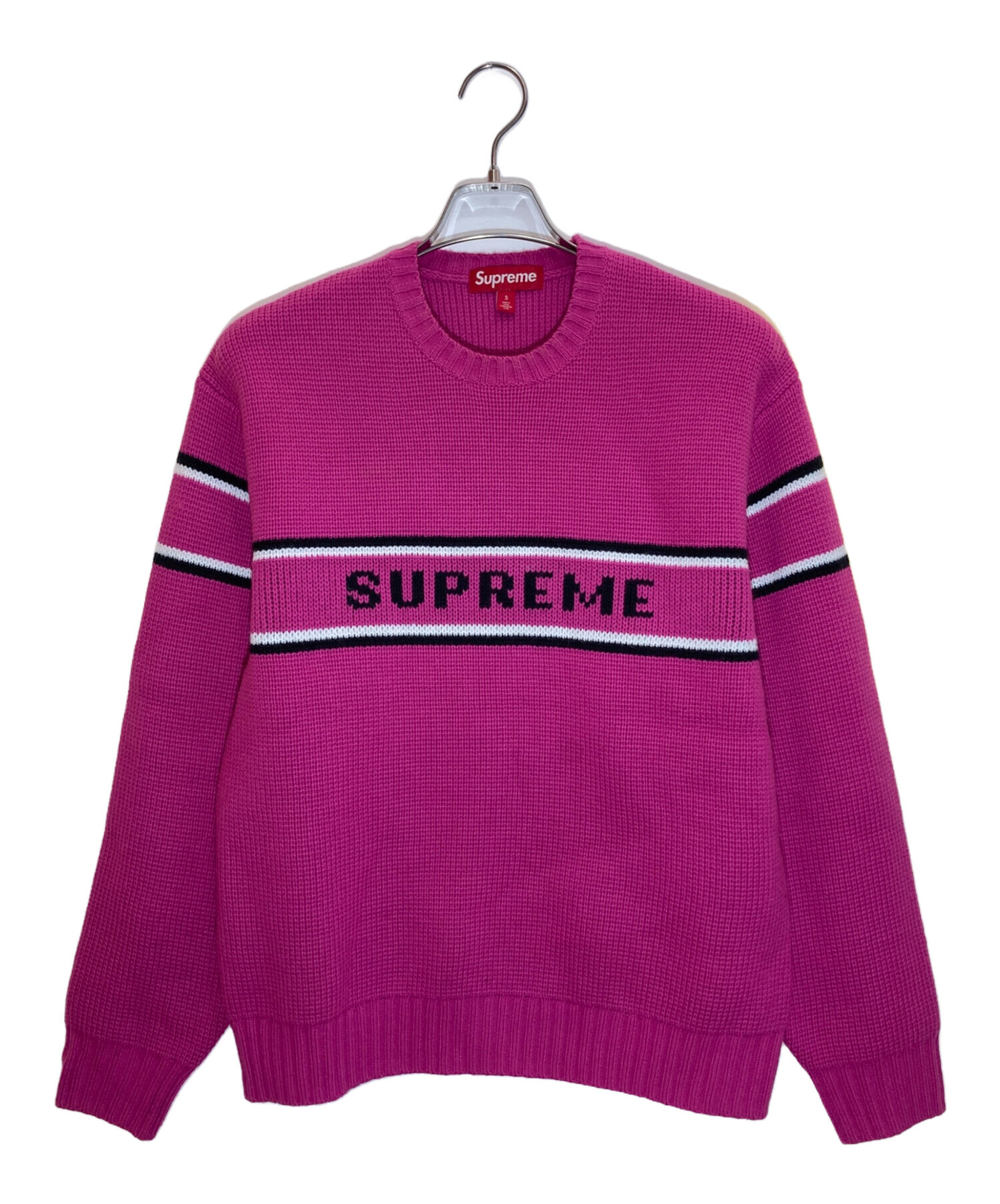 中古・古着通販】Supreme (シュプリーム) chest stripe sweater ピンク