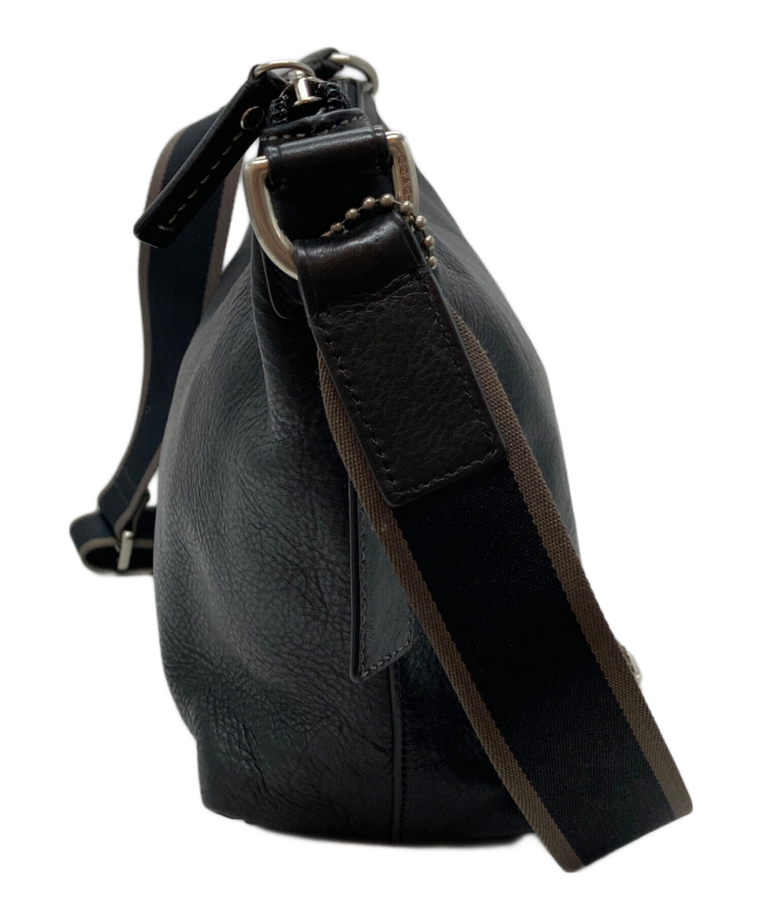 中古・古着通販】COACH (コーチ) レザーショルダーバッグ ブラック