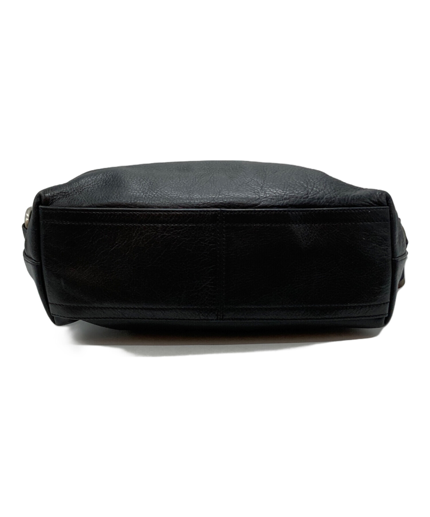 中古・古着通販】COACH (コーチ) レザーショルダーバッグ ブラック