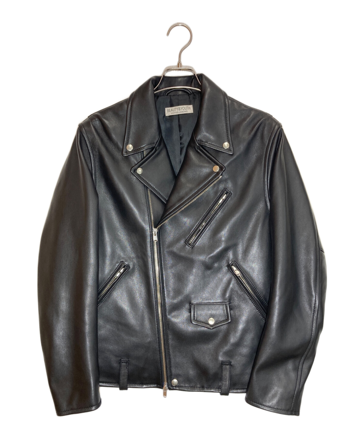 【美品】BEAUTY&YOUTH 羊革 ダブルライダースジャケット ブラック M 中古・古着通販】BEAUTY&YOUTH UNITED ARROWS (ビューティーアンド