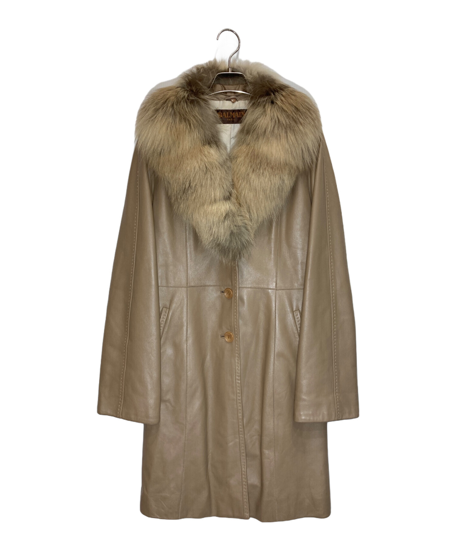 中古・古着通販】BALMAIN (バルマン) フォックスファー付ラムレザー