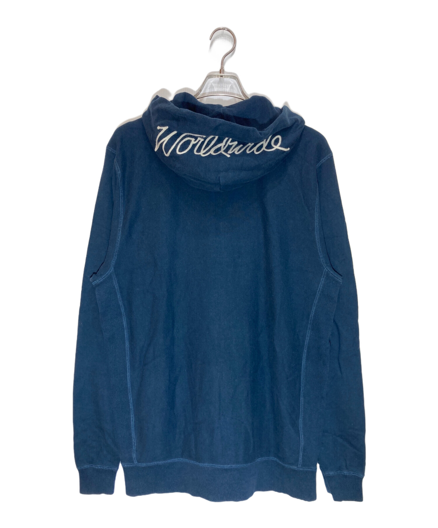 め*い様 90's old Stussy ジップアップパーカー ネイビー XL 中古・古着通販】stussy (ステューシー) ロゴ刺繍ジップパーカー