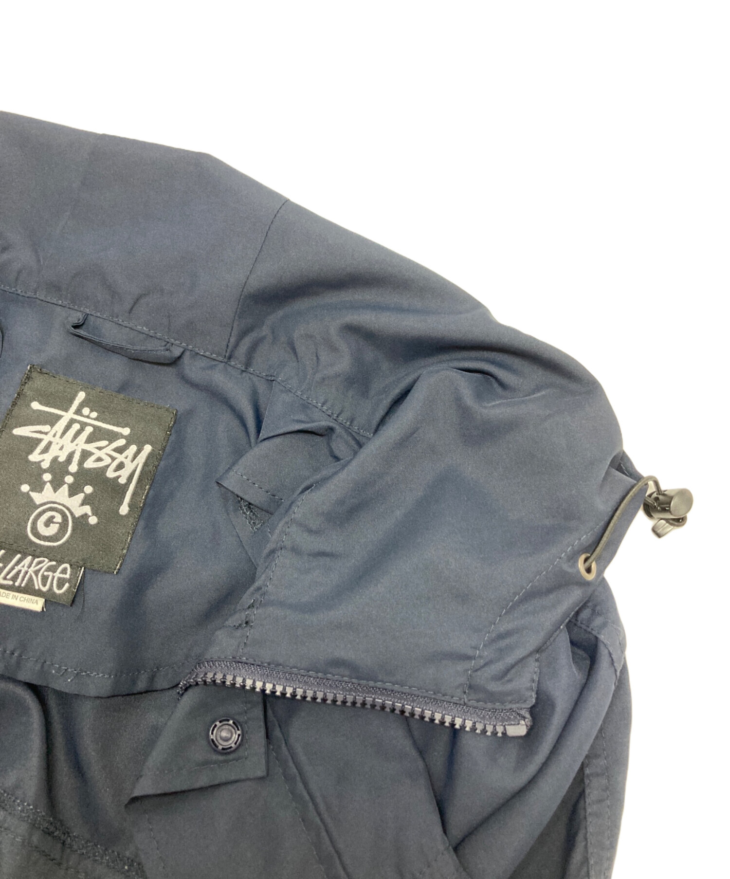 【希少】STUSSY ステューシー ワークジャケット ネイビー紺色 Sサイズ 中古・古着通販】stussy (ステューシー) ナイロンフーデッドジャケット