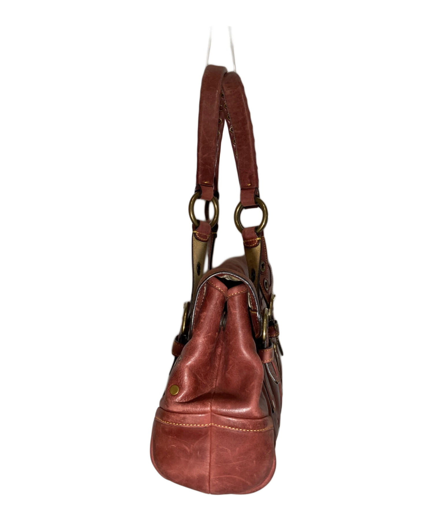 COACH ソーホー スエードレザーハンドバッグ ボルドー ワインレッド 中古・古着通販】COACH (コーチ) ソーホースタッズレザートートバッグ