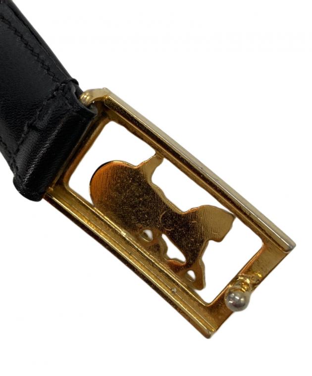【美品】CELINE セリーヌ 馬車金具 レザーベルト ブラック　65 中古・古着通販】CELINE (セリーヌ) 馬車金具レザーベルト ブラック