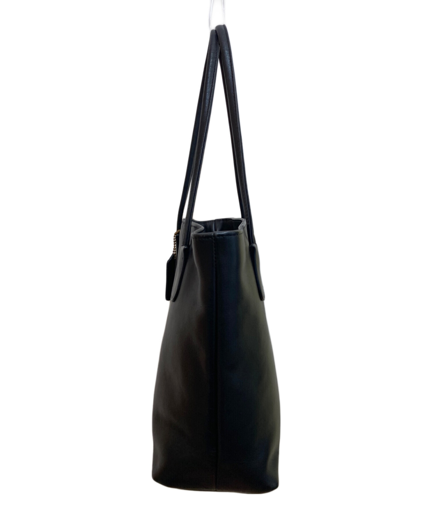 COACH ハンドバッグ ブラック レザー 中古・古着通販】COACH (コーチ) レザーハンドバッグ ブラック サイズ