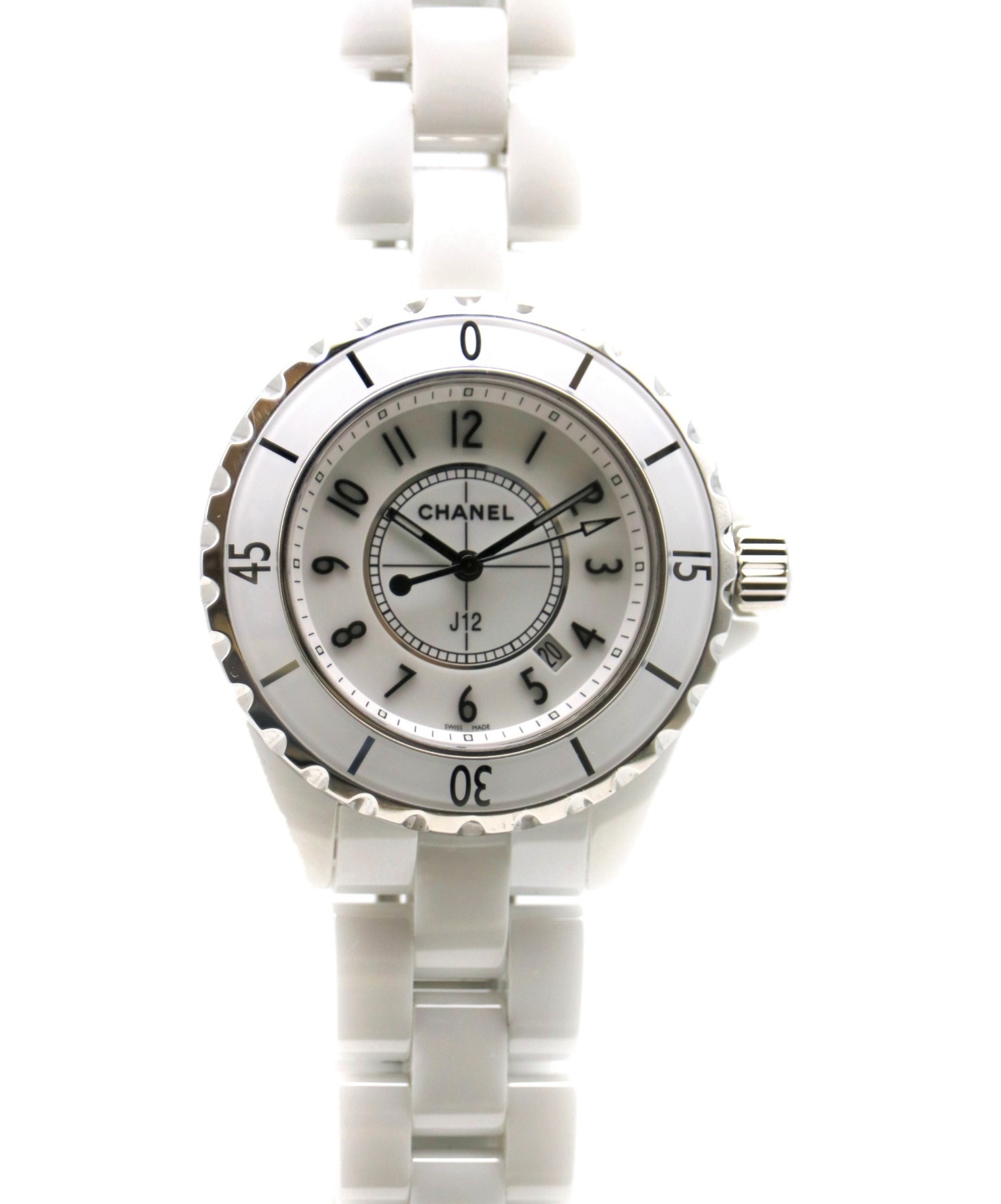 中古・古着通販】CHANEL (シャネル) J12/H0968 ホワイト サイズ:33mm 