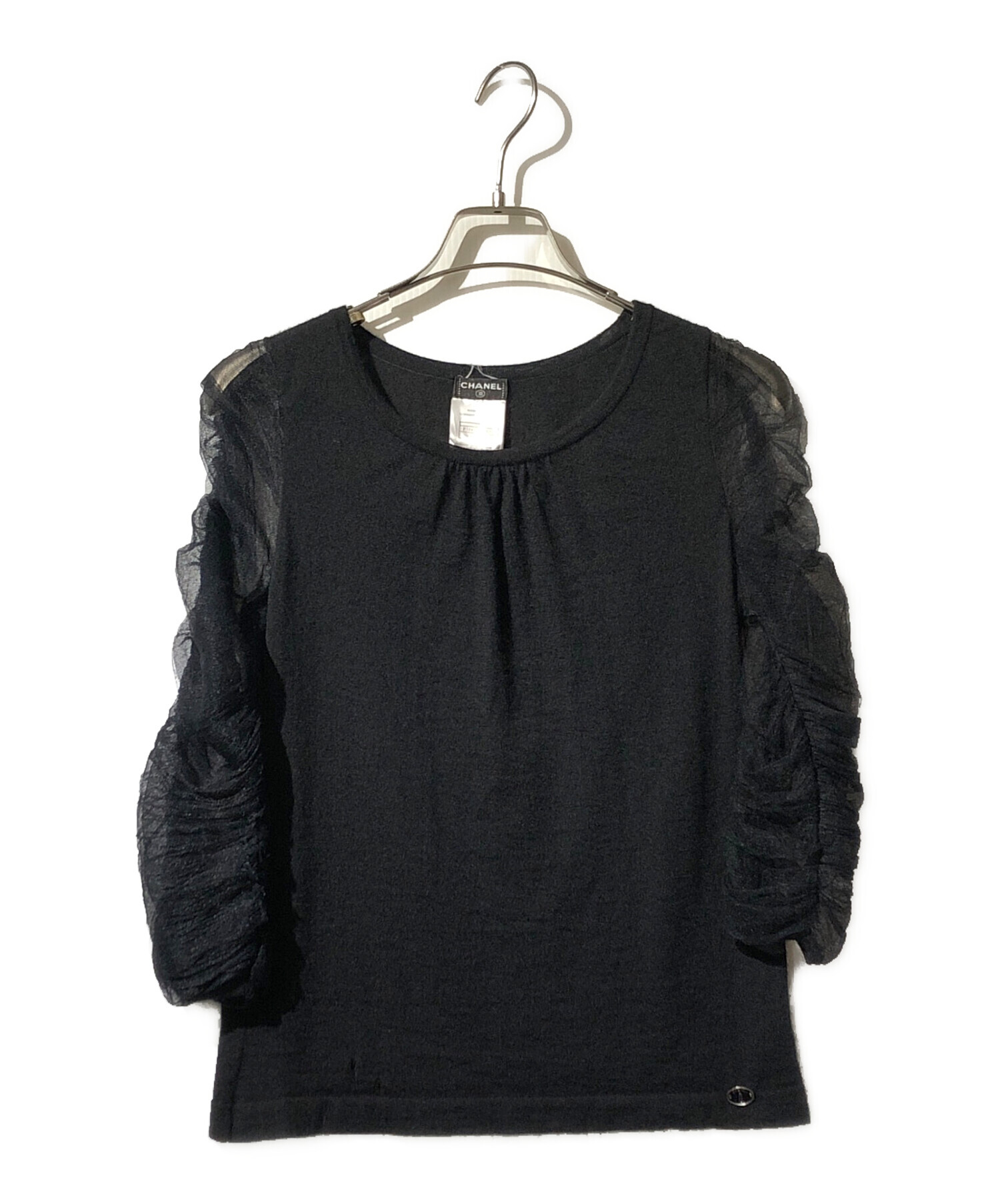 中古・古着通販】CHANEL (シャネル) カシミヤシルクニット ブラック 