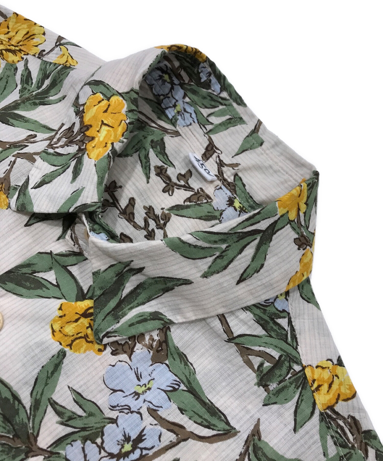 ✿45R （45rpm） 度甘平ホウセンカプリントの四角シャツ（インディゴ） ✿45R （45rpm） 度甘平ホウセンカプリントの四角シャツ（インディゴ