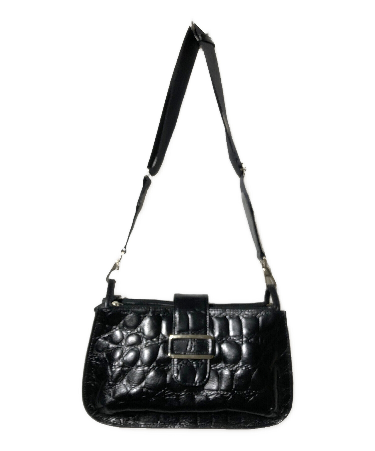 マダムヒロコ MADAME HIROKO バッグ ハンドバッグ レザー 黒 型押し加工 美品 Madame Hirokoマダムヒロコ／レザーハンドバッグ - メルカリ