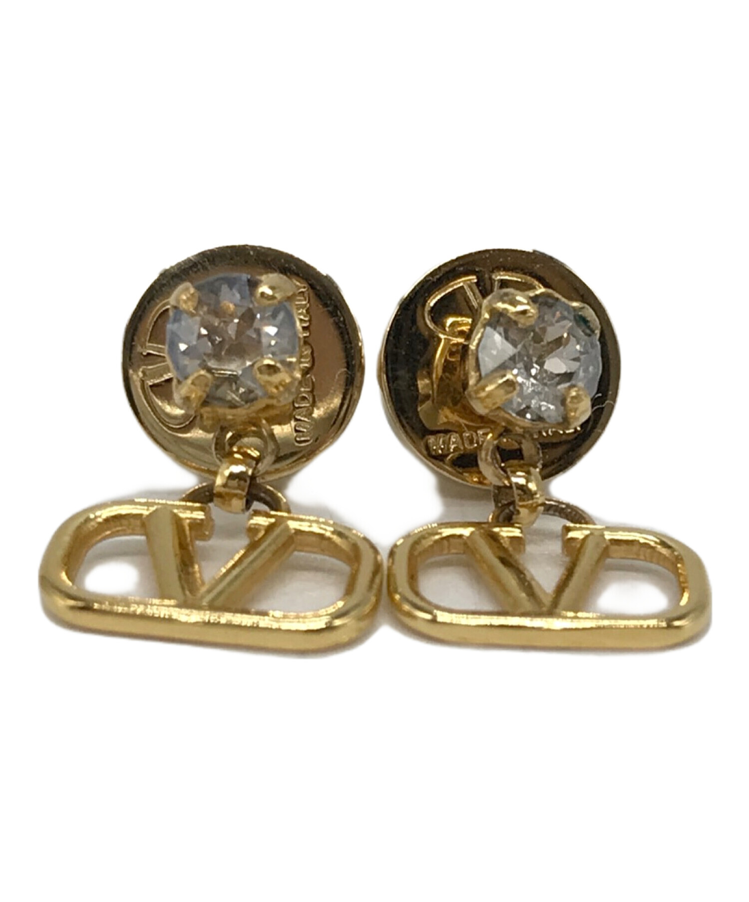 VALENTINO シグネチャーピアス ゴールド 中古・古着通販】VALENTINO (ヴァレンティノ) Vロゴ シグネチャー