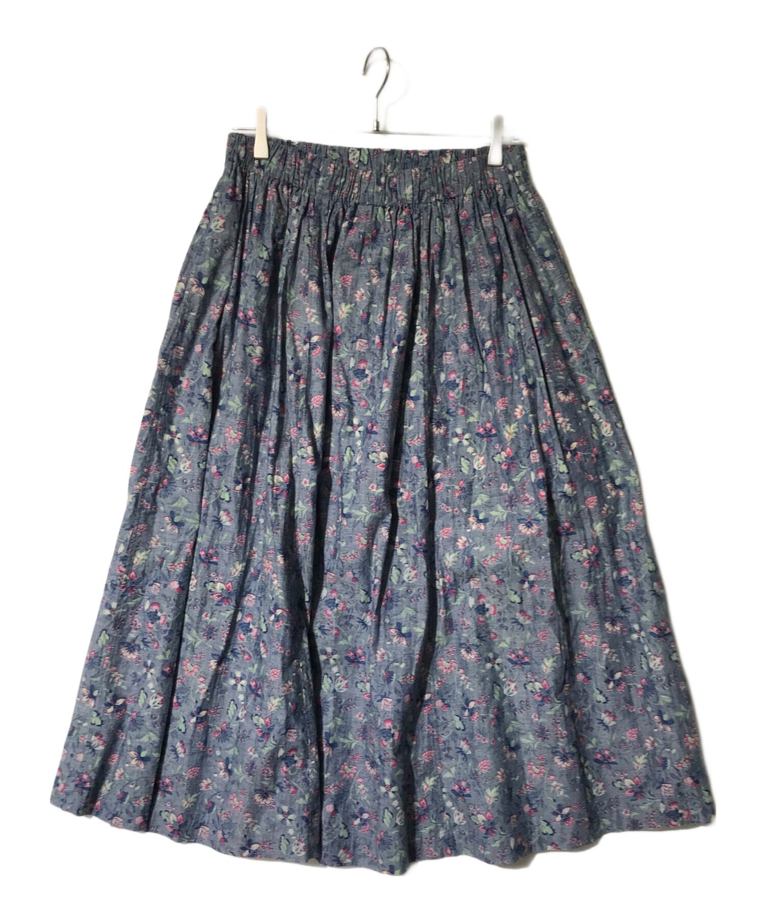 45Rダンガリー春花プリントのイージースカート 未使用品 中古・古着通販】45R (フォーティーファイブアール) ダンガリー春花