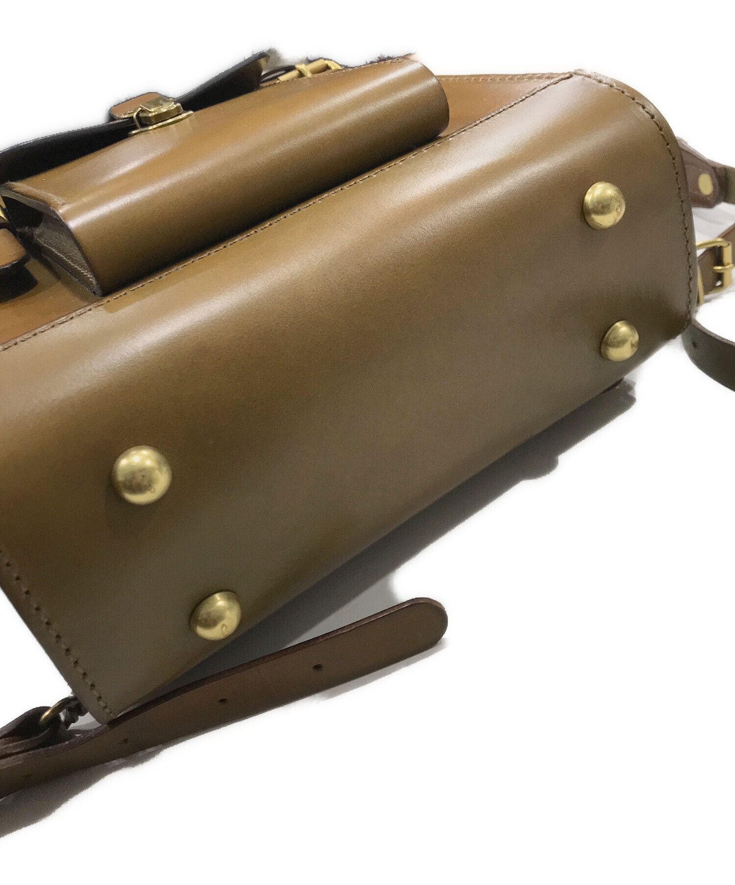 中古・古着通販】Herz (ヘルツ) レザーガロンリュック ベージュ