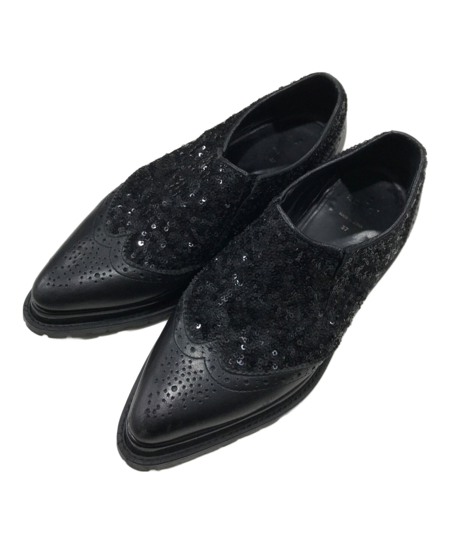 中古・古着通販】sacai (サカイ) スパンコールレザーシューズ ブラック 