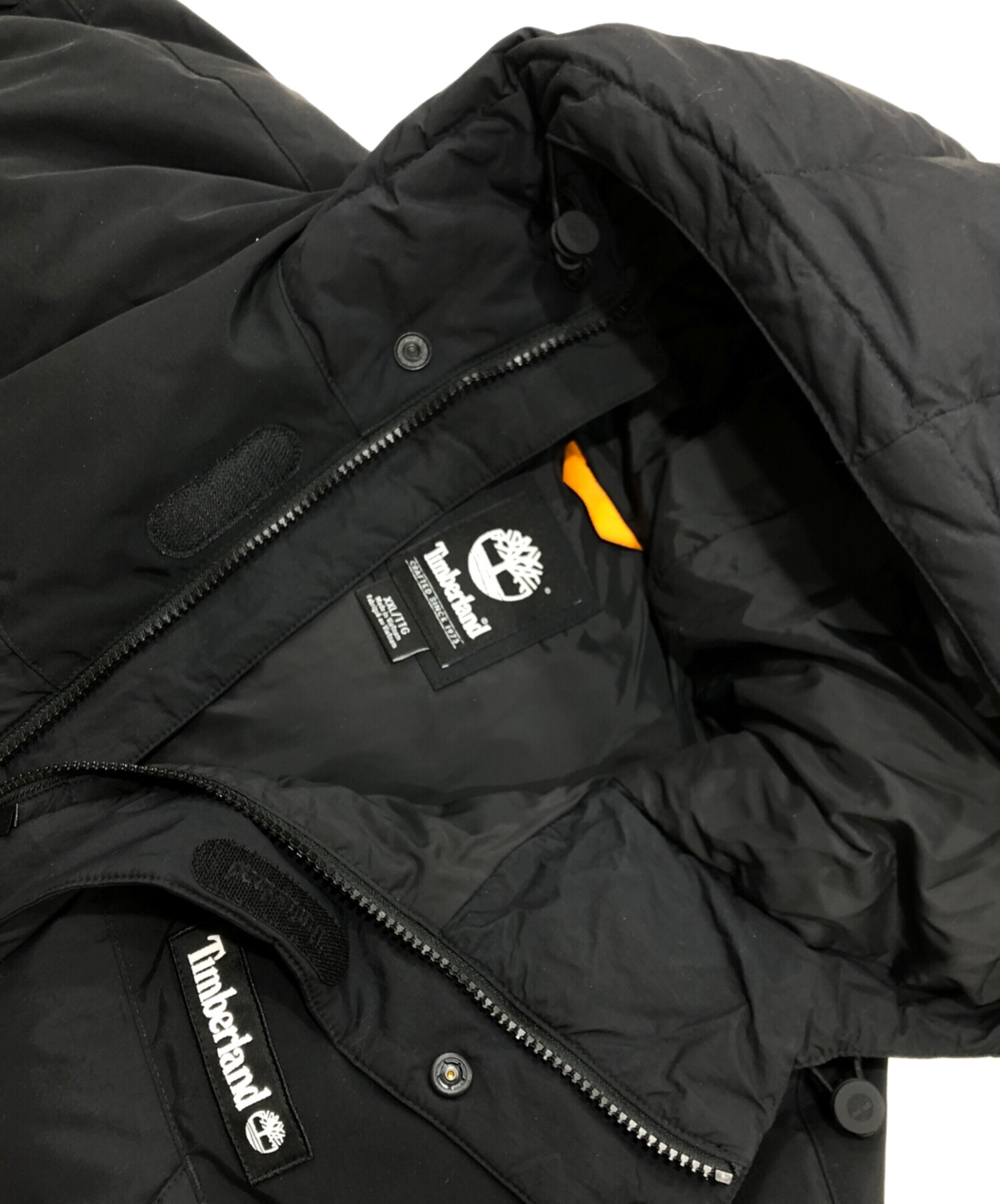 【90s当時物 ティンバーランド】サイズL刺繍ロゴパンパン ダウンジャケット黒. 90's Timberland ティンバーランド 刺繍ロゴ レッド 赤 ダウン