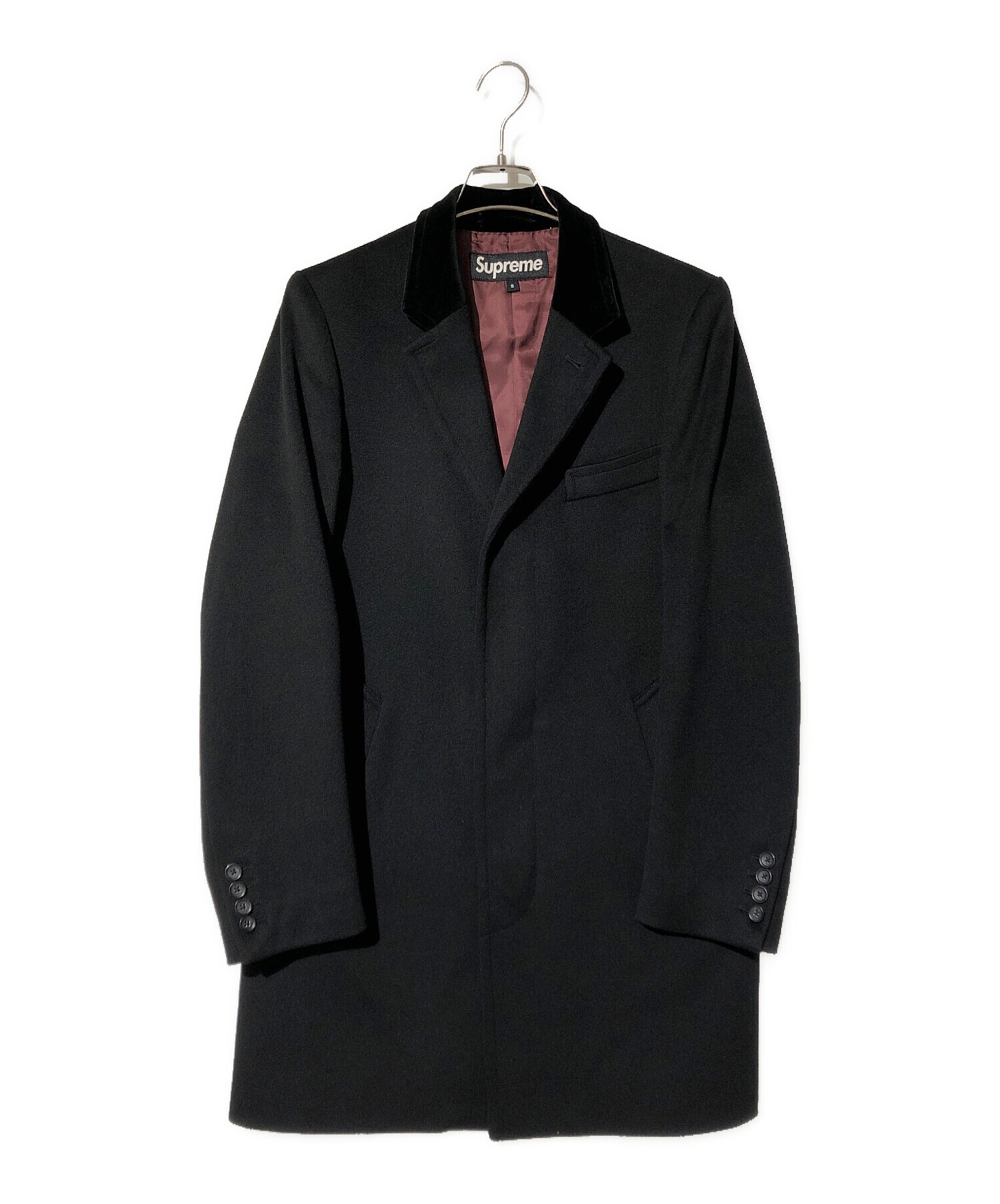 シュプリーム SUPREME coat コート チェック 黒 ブラック 中古・古着通販】SUPREME (シュプリーム) Chesterfield coat ブラック