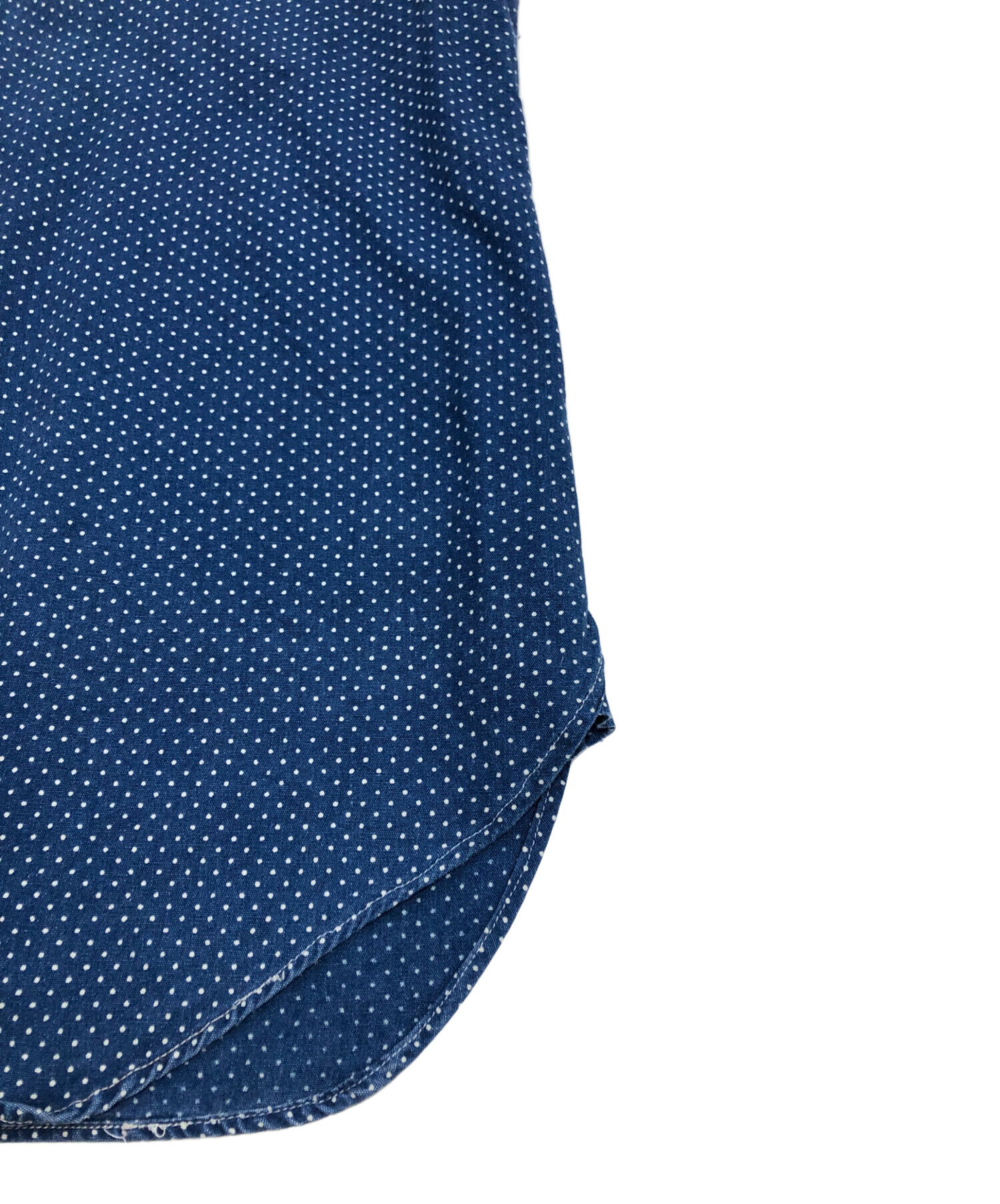 新品 RRL ダブルアールエル インディゴ ポルカドット バンドカラーシャツ L 新品 RRL ダブルアールエル インディゴ ポルカドット バンドカラー