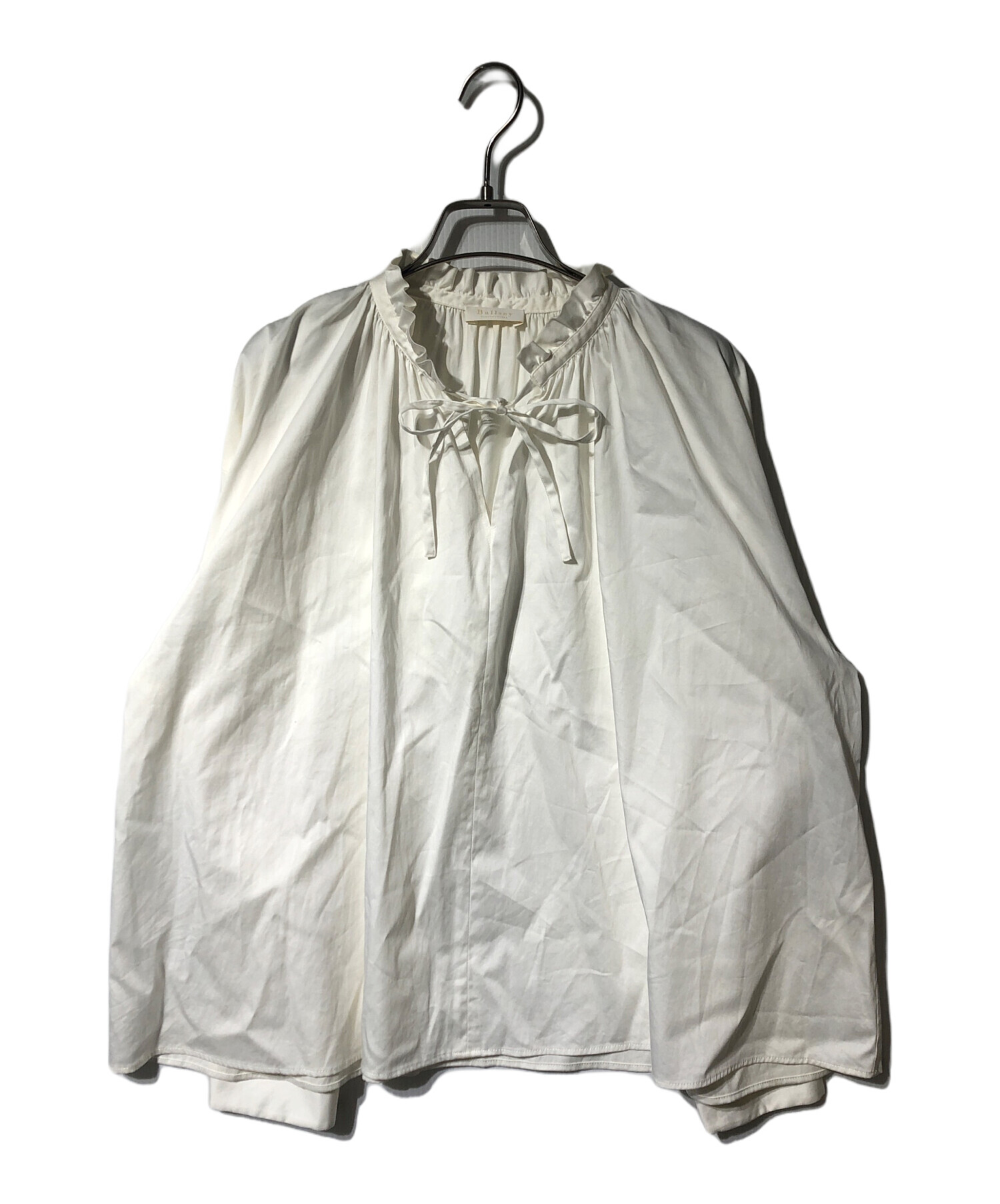 ballsey ハイカウントサテン ネックフリルブラウス ホワイト 36 セール