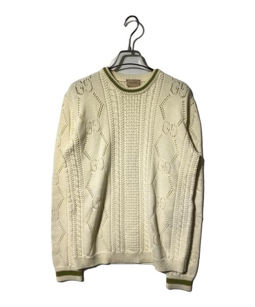GUCCI ケーブルニットセーター ベージュ 中古・古着通販】GUCCI (グッチ) ケーブルニット ベージュ サイズ:12