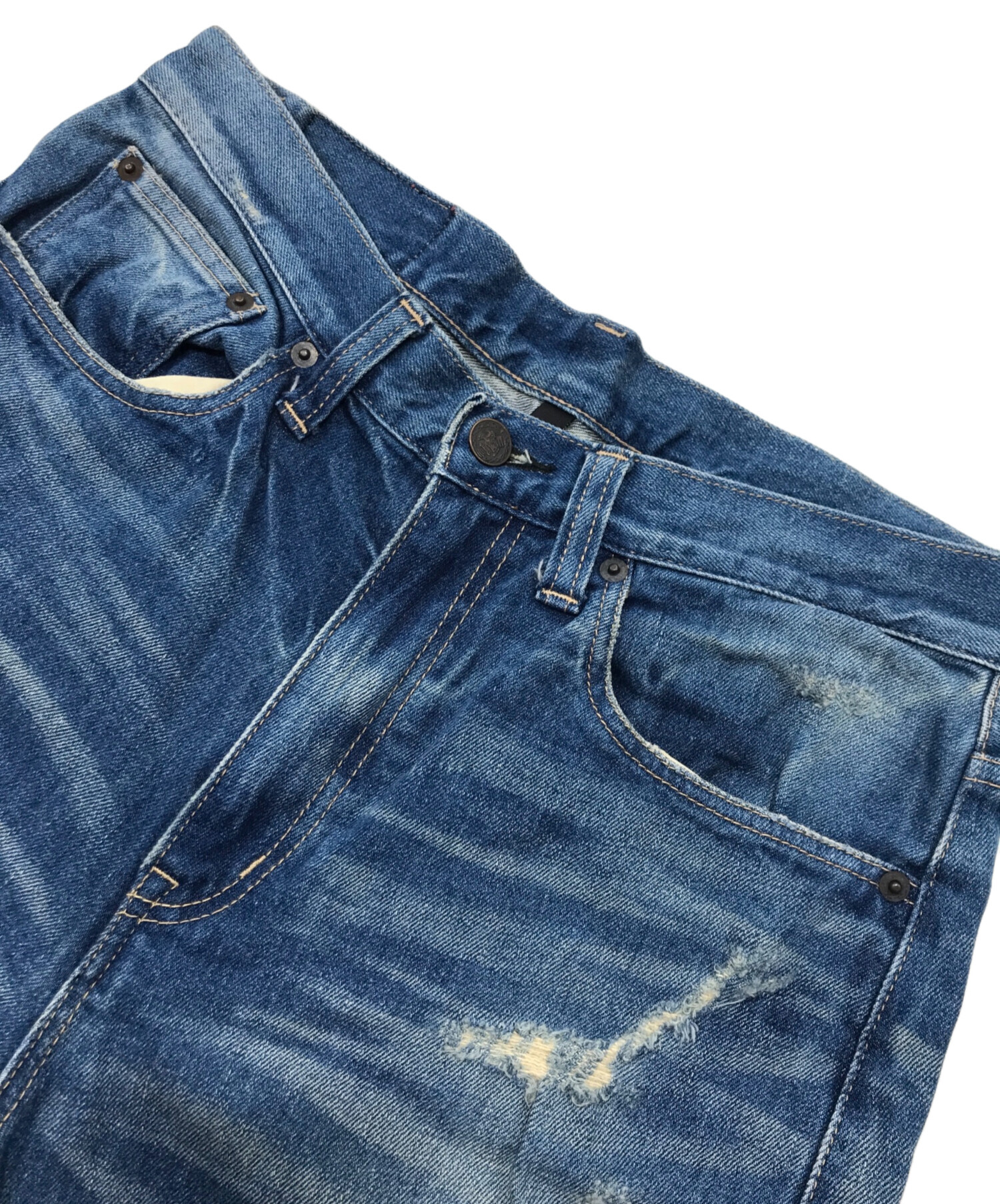 中古・古着通販】glamb (グラム) ダメージ加工デニムパンツ インディゴ 