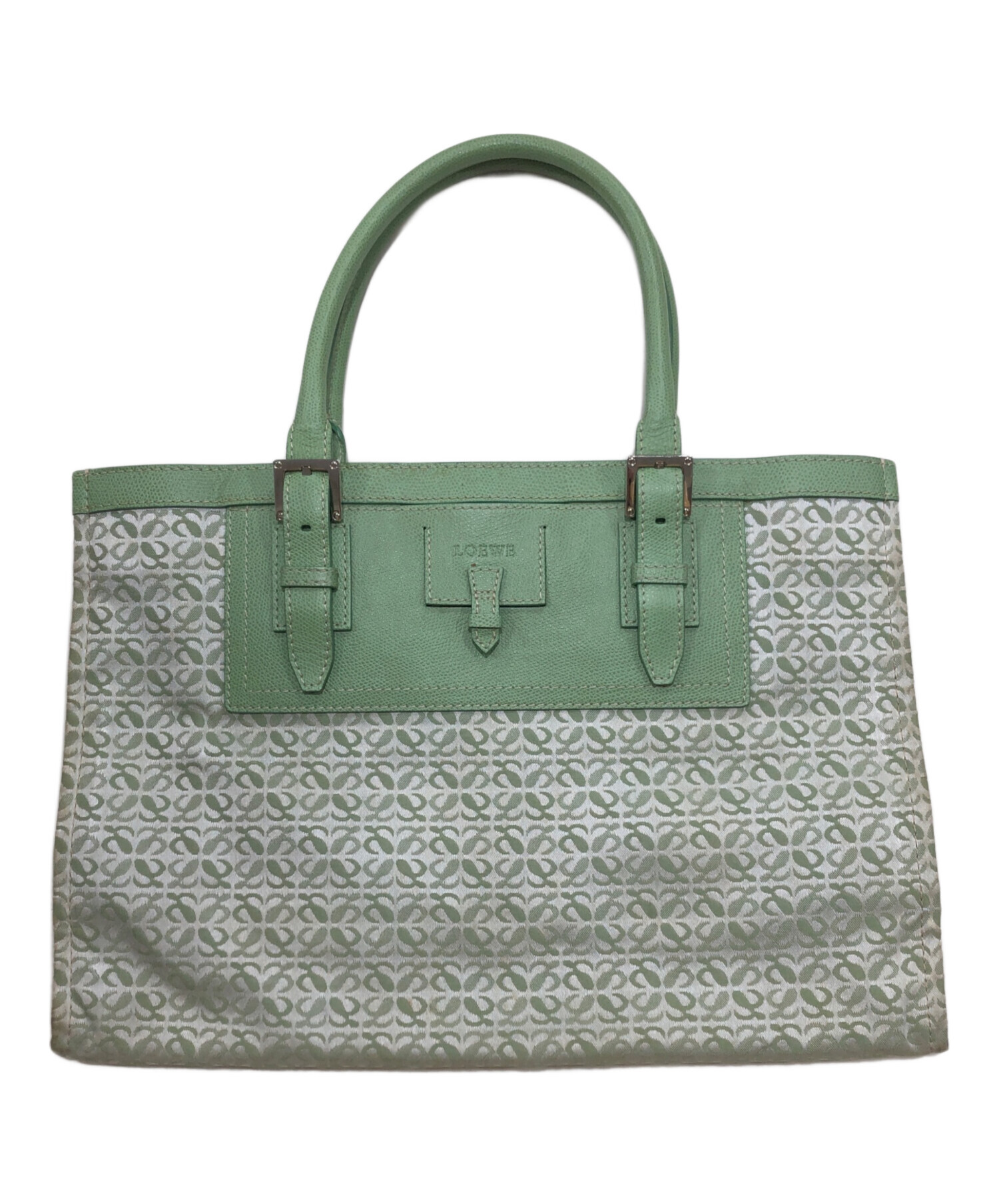 中古・古着通販】LOEWE (ロエベ) キャンバスレザートートバッグ 