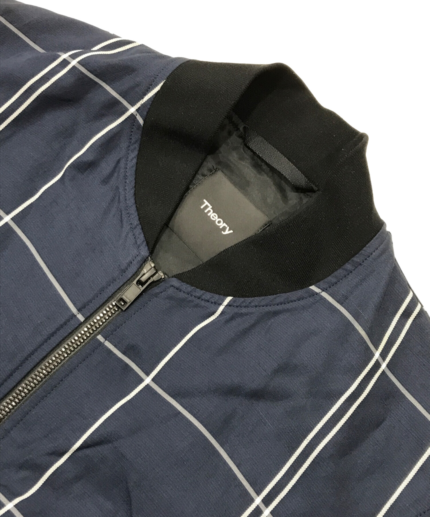 中古・古着通販】theory (セオリー) リネンチェックブルゾン ネイビー