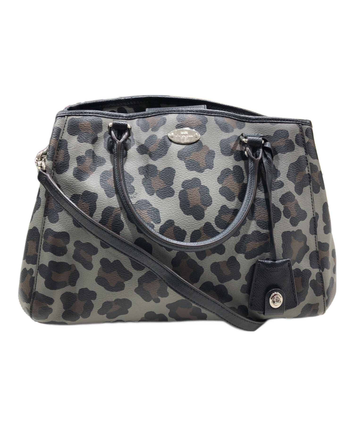 中古・古着通販】COACH (コーチ) レオパード柄バッグ ブラック