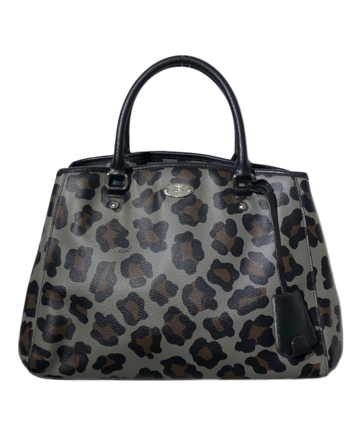 中古・古着通販】COACH (コーチ) レオパード柄バッグ ブラック