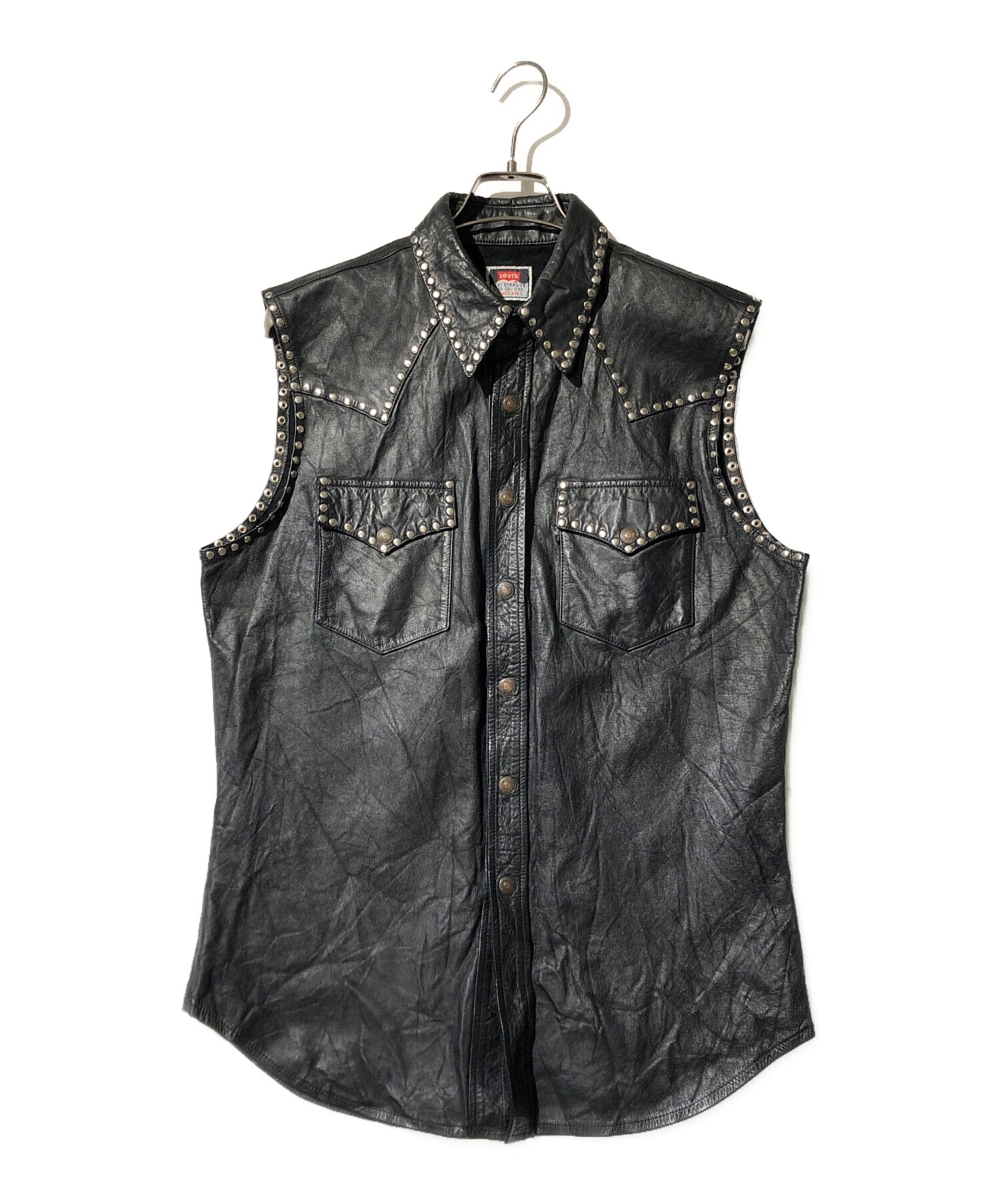 ビンテージ　リーバイス　革ベスト 中古・古着通販】LEVI'S (リーバイス) スタッズ レザーベスト