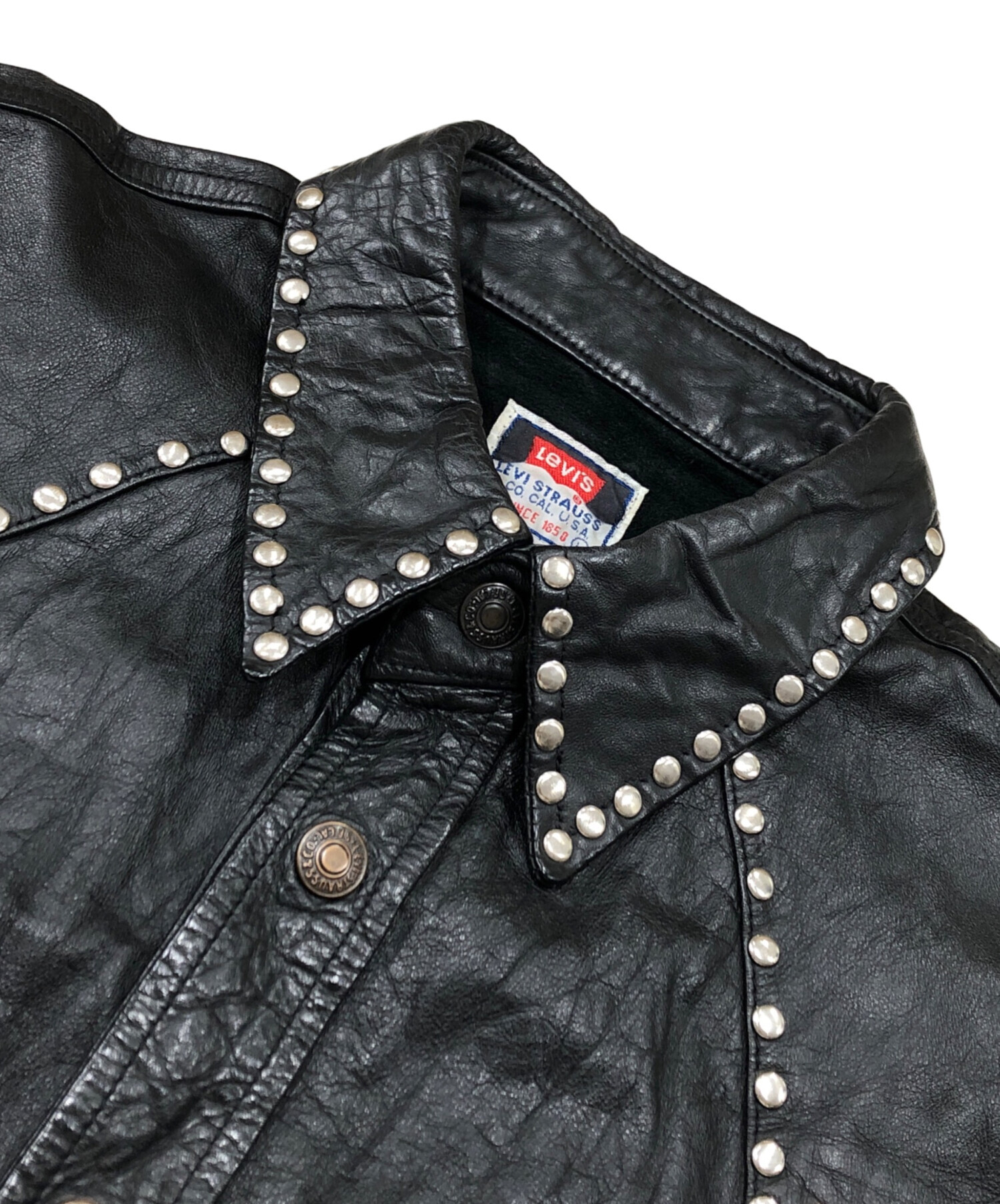 中古・古着通販】LEVI'S (リーバイス) スタッズ レザーベスト ブラック