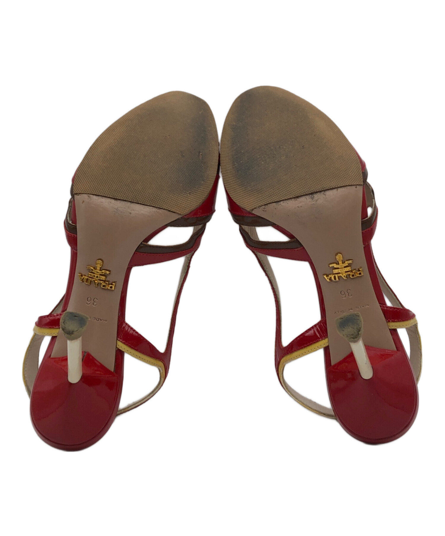 PRADA 赤茶 サンダル PRADA プラダ サンダル EU37 1/2(24cm位) 赤 PRADA 赤茶 サンダル PRADA プラダ サンダル EU37 1/2(24cm位) 赤