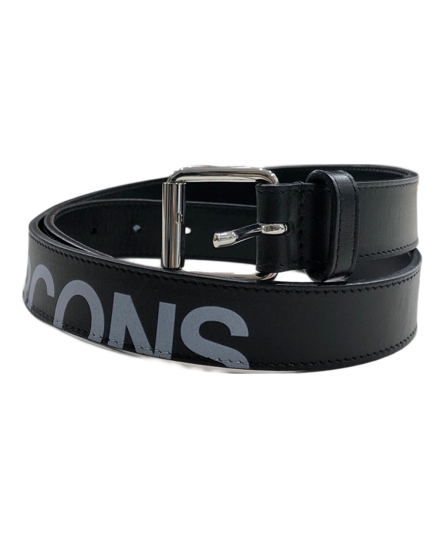 【中古】COMME des GARÇONS ロゴ ベルト ブラック 中古・古着通販】COMME des GARCONS (コムデギャルソン) ロゴレザー