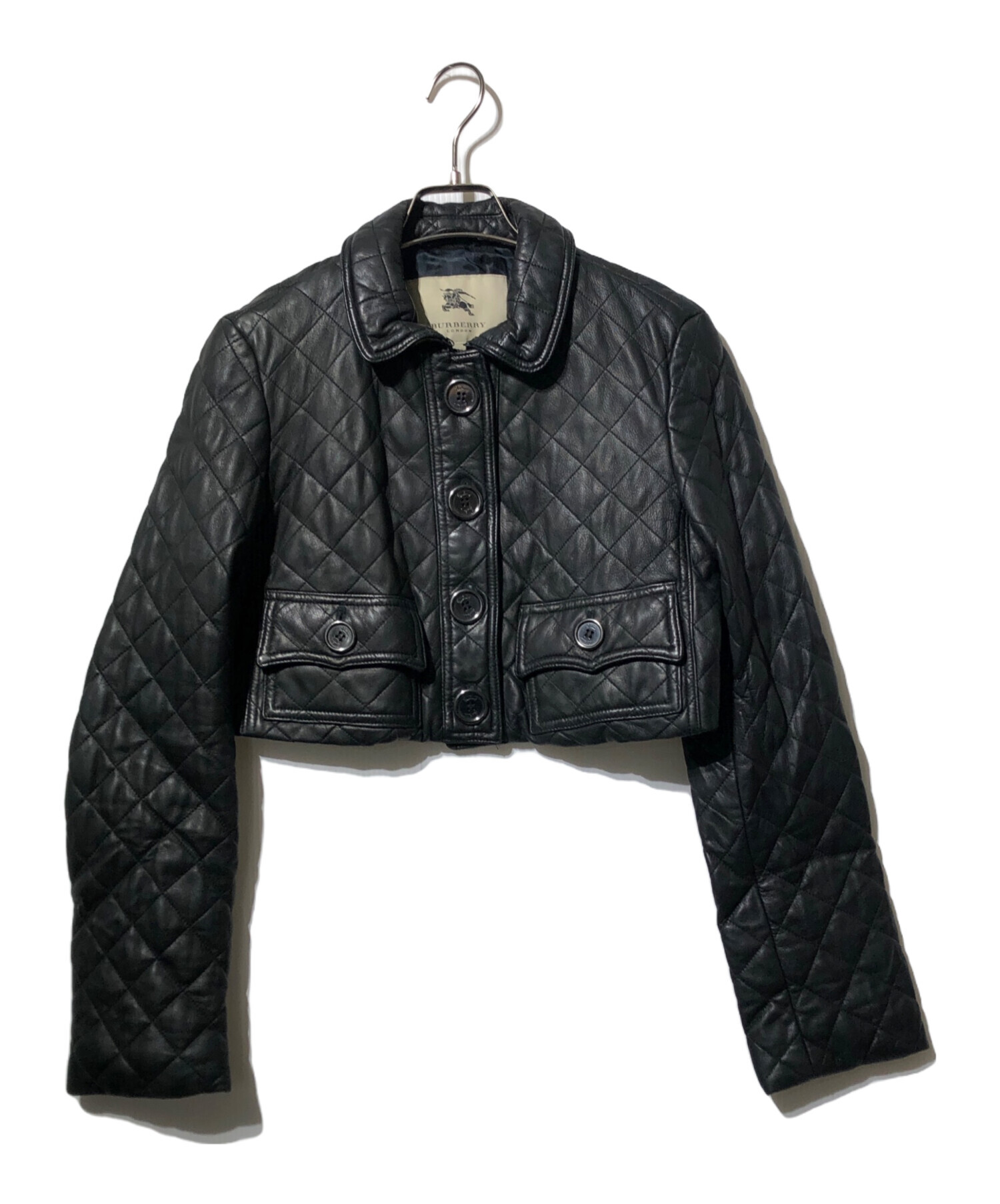 【高級】Burberry London ラムレザー ライダースジャケット バーバリーロンドン 黒 ラムレザー ジャケット 【公式通販】