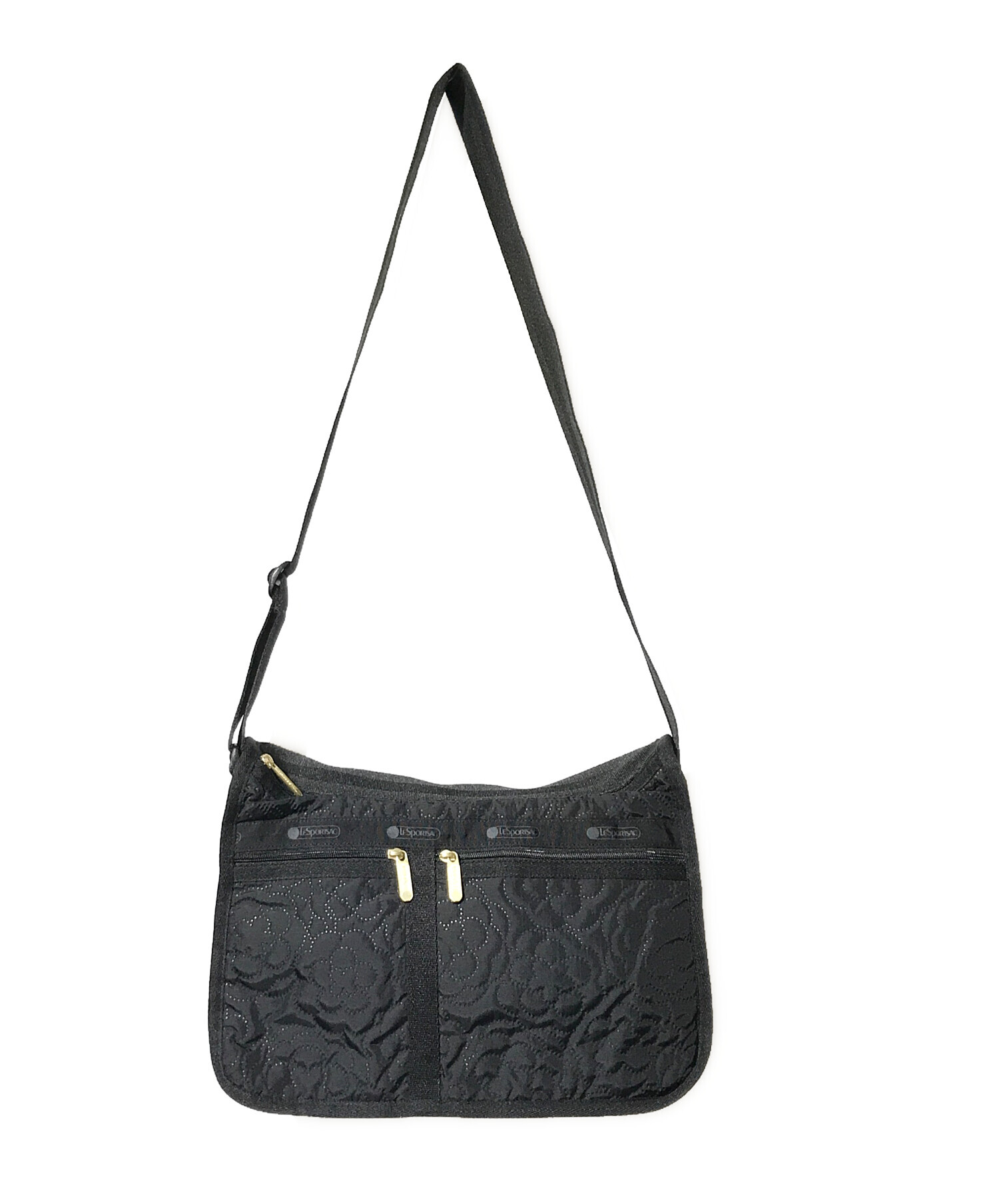 （正規品）ブラック キルティングショルダーバッグ 中古・古着通販】LeSportsac (レスポートサック) フラワーキルティング
