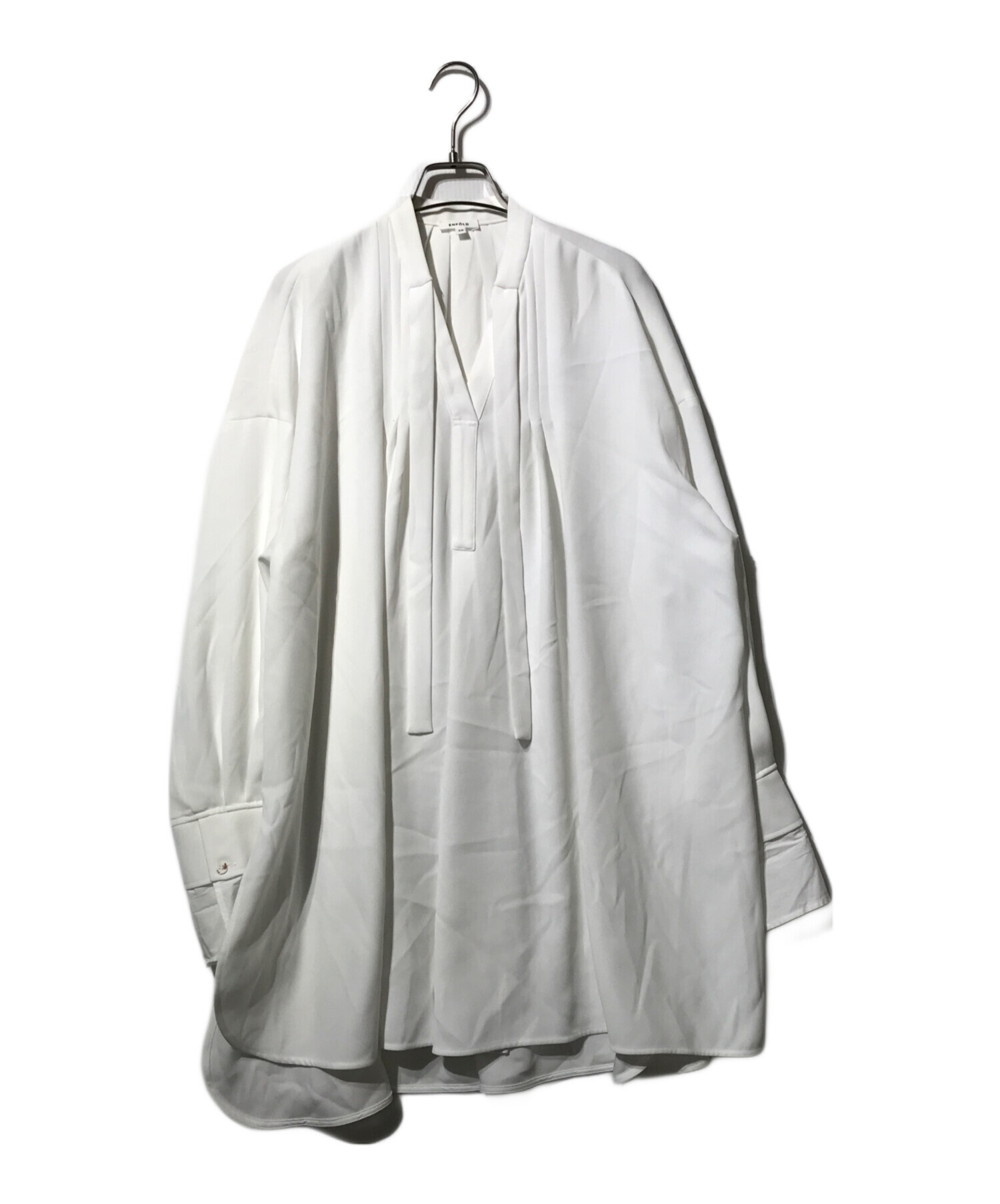 中古・古着通販】ENFOLD (エンフォルド) LAYERED-CUFF BLOUSE ホワイト