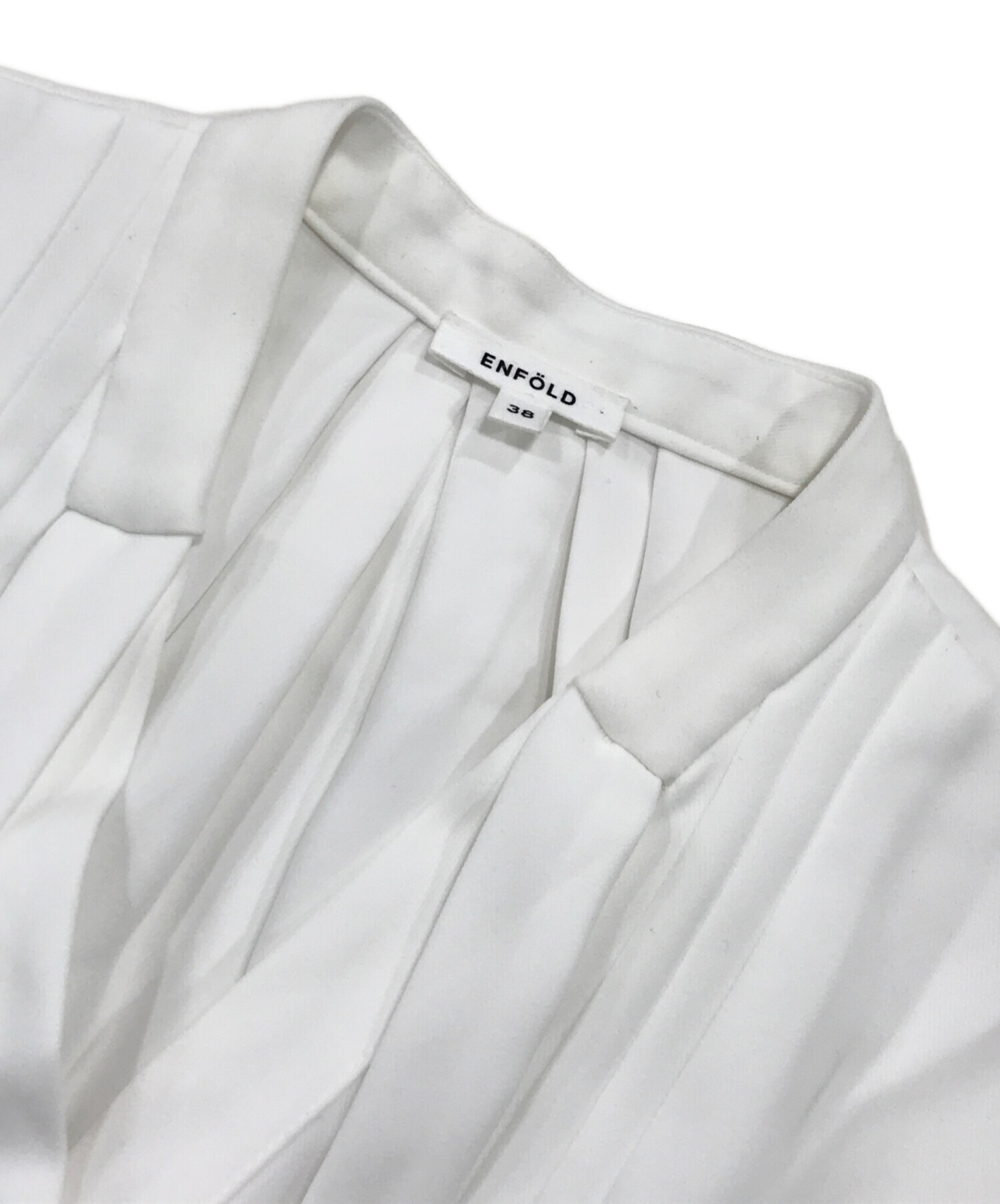 中古・古着通販】ENFOLD (エンフォルド) LAYERED-CUFF BLOUSE ホワイト