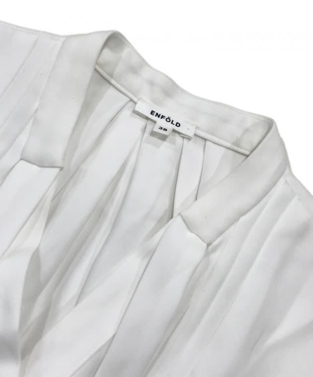 中古・古着通販】ENFOLD (エンフォルド) LAYERED-CUFF BLOUSE ホワイト