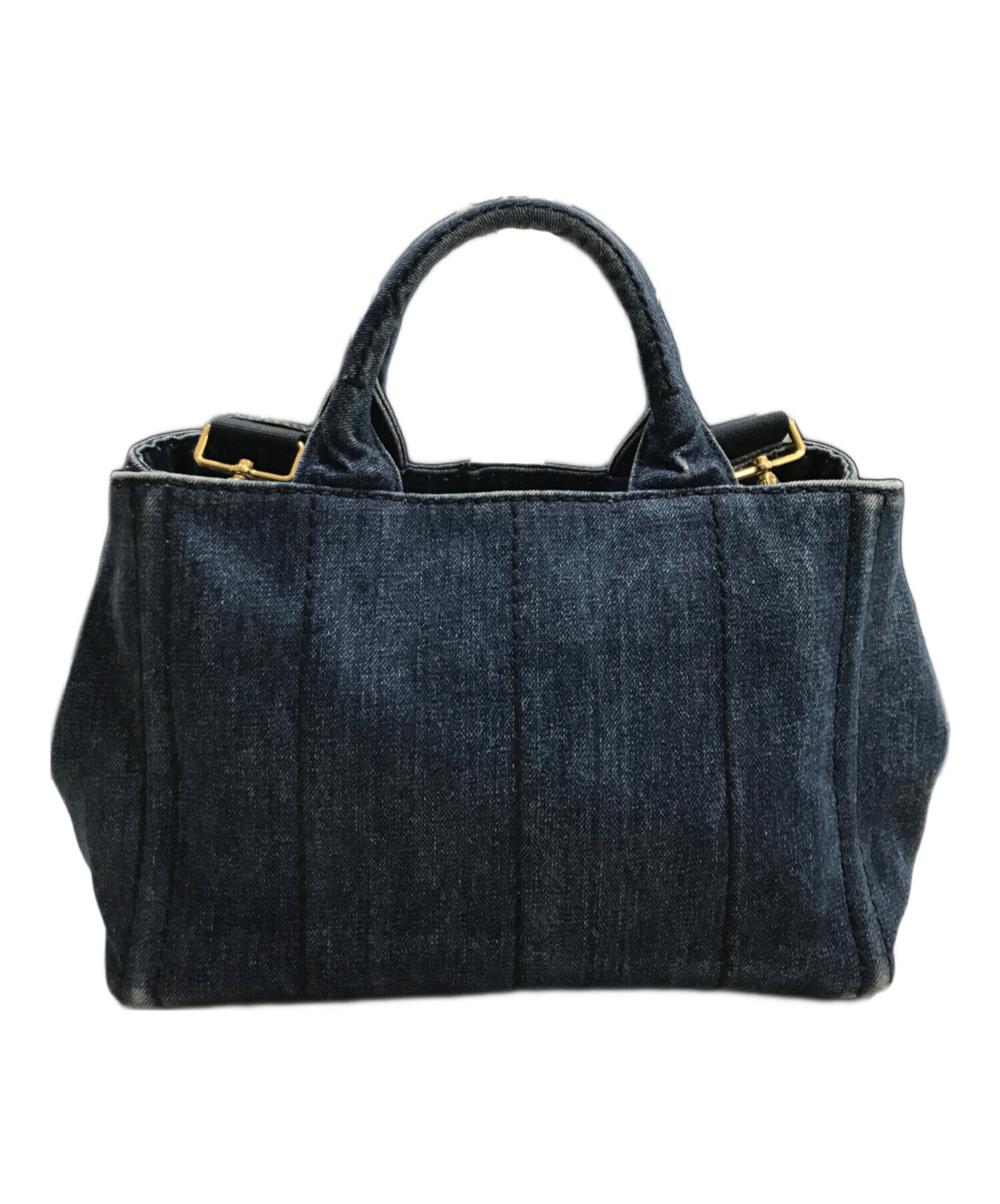 美品]PRADA プラダ ミニカナパ ハンドバッグ トート デニムキャンバス