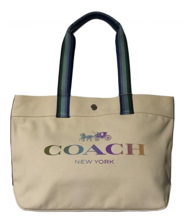 中古・古着通販】COACH (コーチ) ロゴキャンバストートバッグ ベージュ