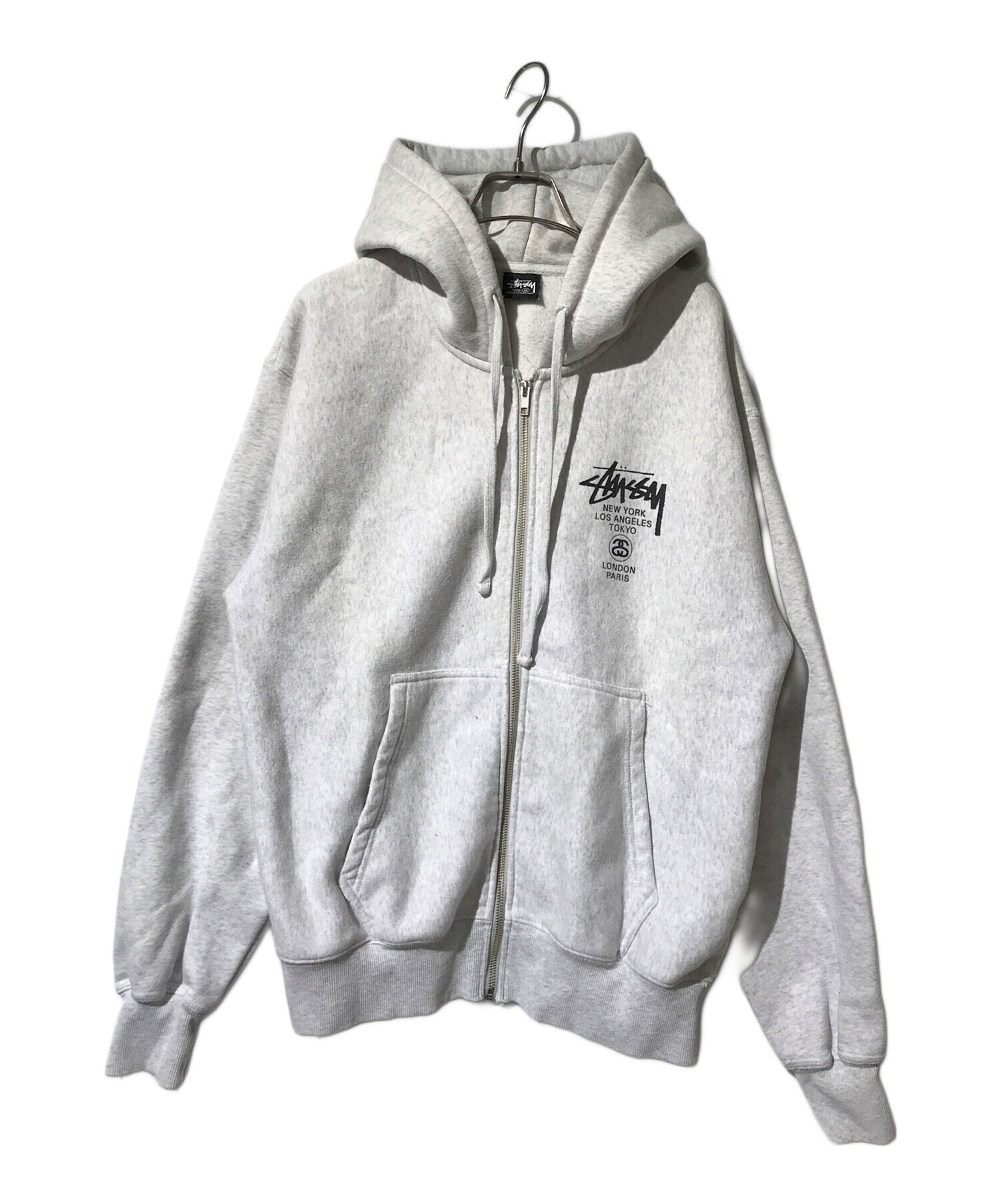 中古・古着通販】stussy (ステューシー) WORLD TOUR ZIP HOODIE グレー 