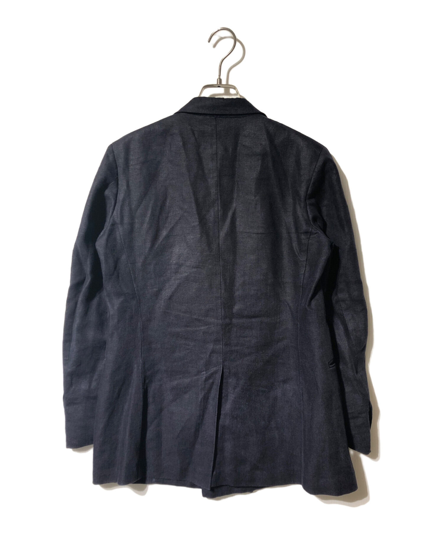 【美品】YLEVE イレーヴ リネンジャケット テーラード ブラック 春夏 中古・古着通販】YLEVE (イレーヴ) リネンダブルジャケット ネイビー