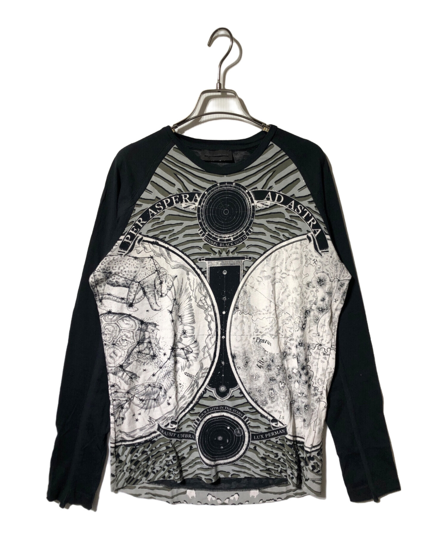 ディーゼル diesel ロングスリーブカットソー DIESEL(ディーゼル) リブ ロングスリーブ 長袖Tシャツ カットソー ブラック