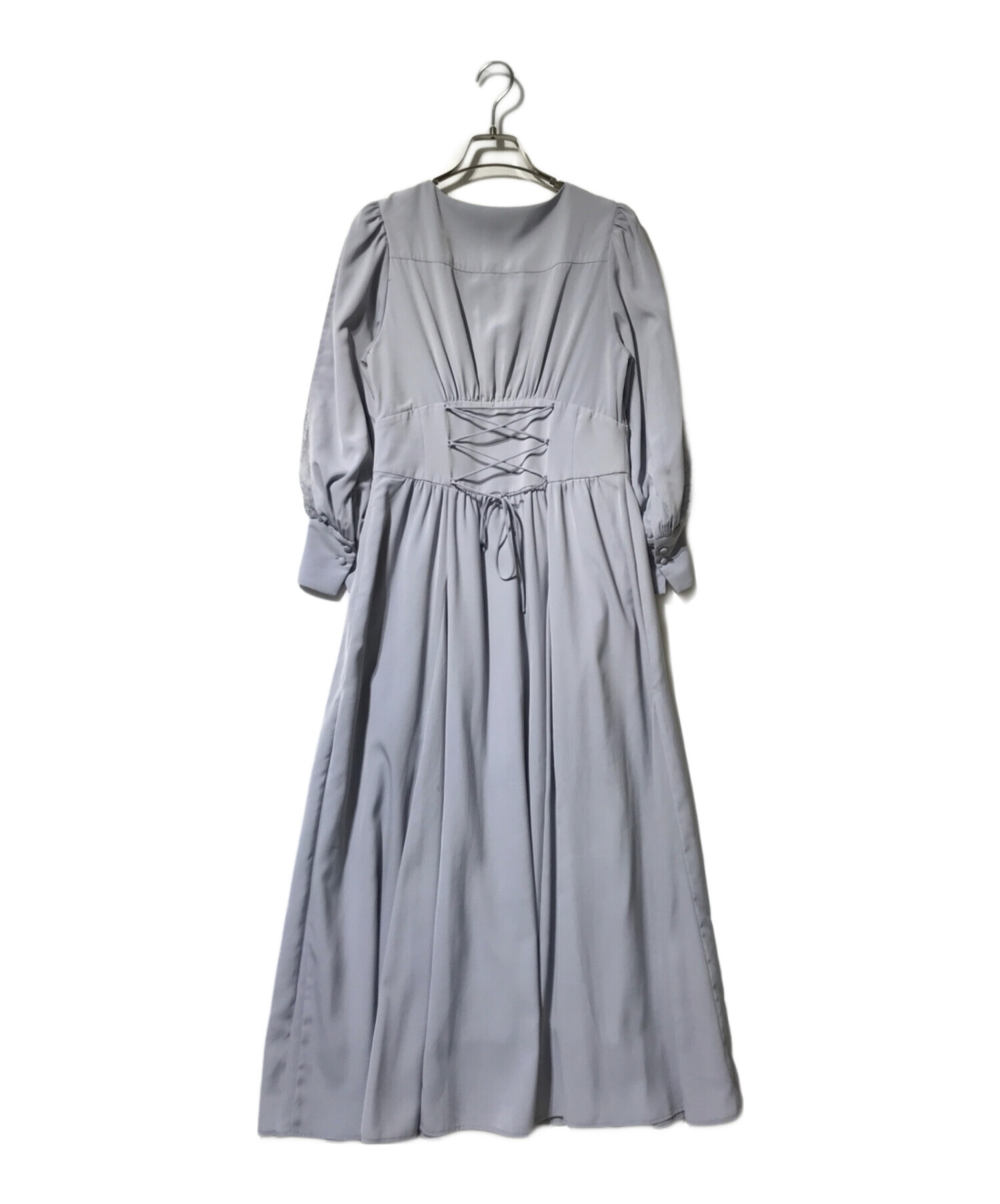 Herlipto]Lace Sleeve Crepe Long Dress herlipto Lace Sleeve Crepe